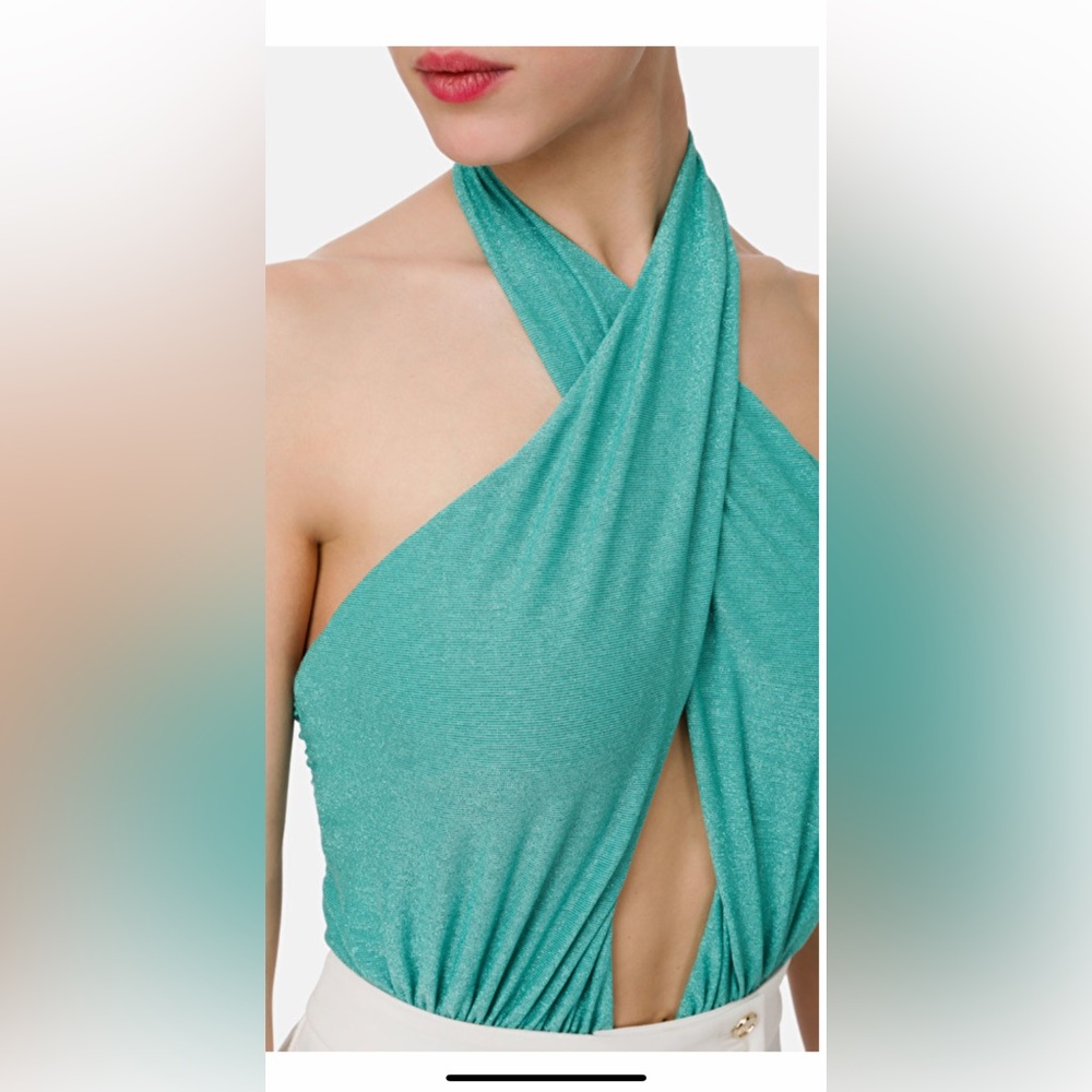 Elegant Teal Halter Bodysuit